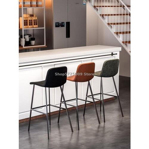 Bar Chair Light Luxury High Stool Bar Chair Nordic Iron Back High Stool Modern Simple Front Desk Coffee Shop Stool