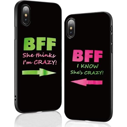 For Fundas Apple iphone X XS Max XR 7 8 6 6S Plus 5 5S SE Case Cover Soft TPU Silicone BFF CRAZY Couple Case