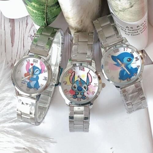 Cartoons Disney Lilo & Stitch high quality Childrens steel band quartz watch Anime Stitch Watch student Watch Female clock