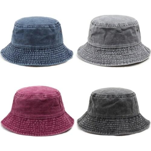 2021 Retro Washed Denim Fisherman Hat Foldable Sun Hat Unisex Bob Hat Hip Hop Gorros Mens Womens Panama Bucket Hat Basin Hat
