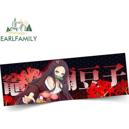 EARLFAMILY 13cm x 5.5cm For Demon Slayer Kamado Nezuko Car Stickers Laptop Decals Funny Decal Motorcycle Vinyl Car Wrap Decor