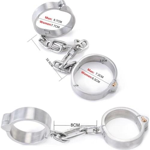 Fetish Stainless Steel Hand Cuffs Ankle Cuff Sex Toys For Couple Bondage Lock Wear Harness Exotic Slave cosplay BDSM Adult Games