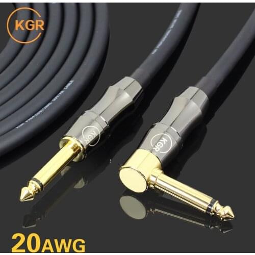 KGR 6 Meters/ 20 Feet Electric Guitar Cable Bass Musical Instrument Cable Cord 1/4 Inch Straight to Right Angle Plug