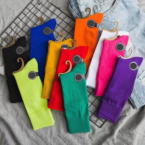 Harajuku Cool Skateboard Rainbow Skateboard Middle tube Socks Fashion Art Hipster Colorful Loose Cotton Socks Female