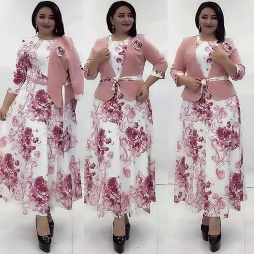 2 Piece Sets Africa Clothing Women Plus Size Suits Business Office Jacket Tops And Print Dress Dashiki 2021 African Set For Lady