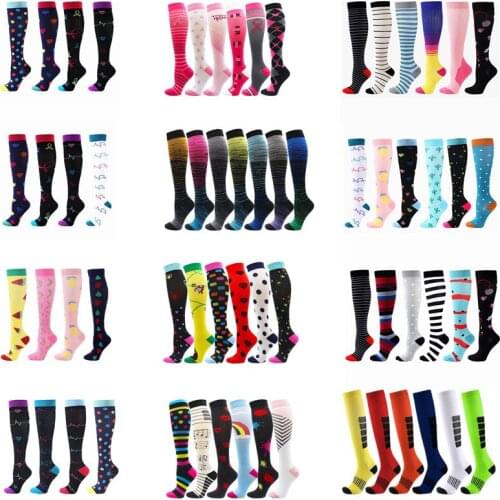 Dropship Compression Stockings Men Women Knee High Stockings Running Nursing Hiking Travel Anti Fatigue Varicose Veins Socks