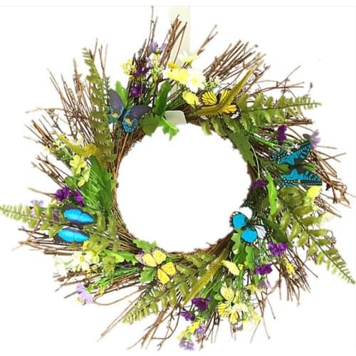 Butterfly Daisy Garden Colorful Christmas Wreath Door Wall Ornament Garland Weeding Party Decoration Photo Props