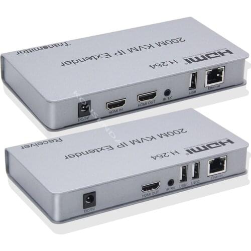 HDMI KVM Extender 200M Over IP RJ45 Ethernet Cat5e Cat6 Cable Network KVM Extender HDMI Over UTP/STP Support USB Mouse Keyboard