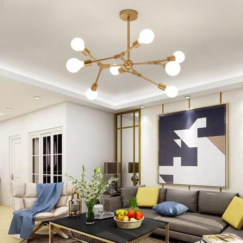 Sputnik Chandelier Lights Modern Starburst Pipe Pendant Light Ceiling Lamps Fixture for Kitchen Dining Living Room Foyer Bedroom