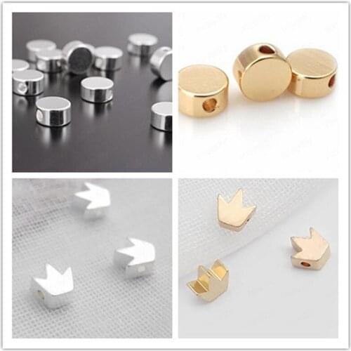 Small Size Copper Smooth Face Oblate/Crown Shape Spacer Loose Beads Jewelery Findings y1481