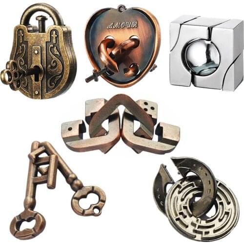 Brain Teaser Metal Puzzle Hole Lock Disentanglement Toys Use Intelligence to Unlock Challenging Jigsaw Gifts for Adults Kids