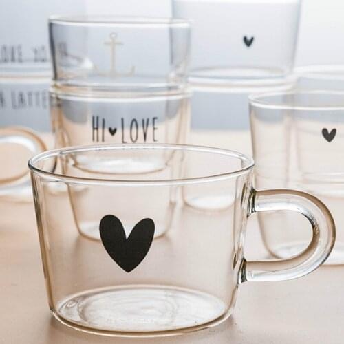 Cute Glass Coffee Mugs Resistant Handle Beer Glass Cups Juice Transparent Water Drink Carafe En Verre Steel Glass Cups AC50GC