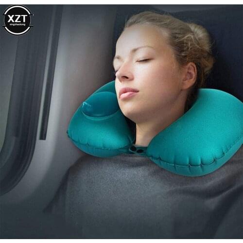 Push-type Inflatable U Shaped Neck Pillow Rest Air Cushion U Shaped Type Head Neck Guard Travel Car Office Nap Portable Pillow