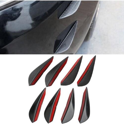 4pcs Carbon Fiber Black Car Front Bumper Guide Plates Wind Blade Spoiler Canards Exterior Body