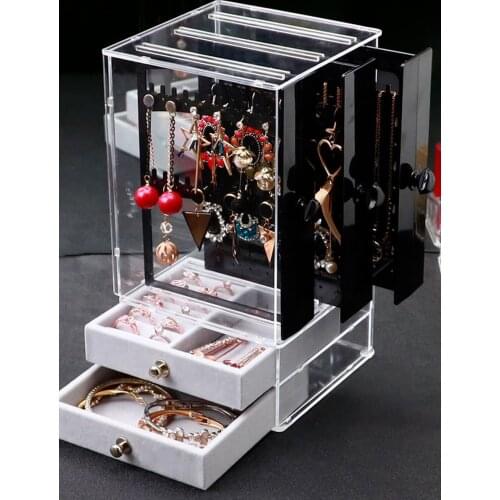 Storage Organizer Jewelry Storage Box Earring Display Stand Bracelet Necklace Storage Rack Flannel Drawer Type Large Capacity