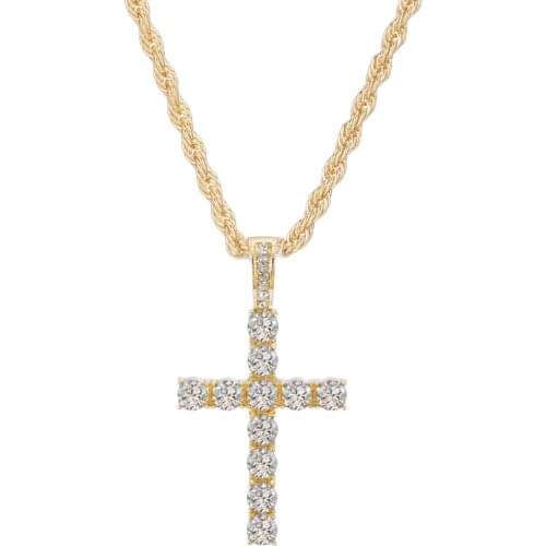 Men Women Hip Hop Cross Pendant Necklace with Chain Iced out Bling Necklaces HipHop Jewelry Fashion Gift