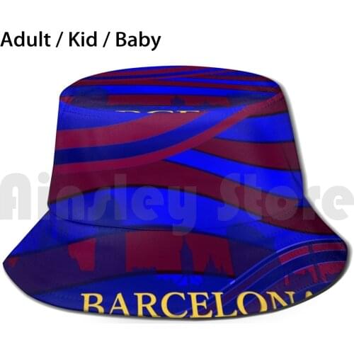 City Bucket Hat Adult kid baby Beach Sun Hats Spain Color Fashion Fan Sport Silhouette Blue Purple Stripes