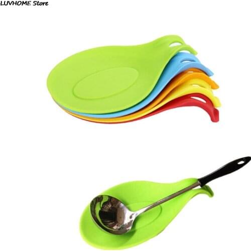 Random Color Kitchen Silicone spoon pad Spoon Insulation Mat Placemat Drink Glass Coaster Tray