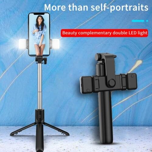 Portable Extendable Selfie Stick Mini Phone Tripod Monopod with Fill Light Foldable Wireless Bluetooth Mini Selfie Stick