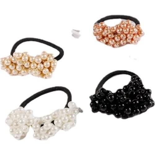 Simple Pearl Hair Elastic Band Hair Rope Hair Ring Headdress Flower DIY Material Handcraft Jewelry Accessories wholesale