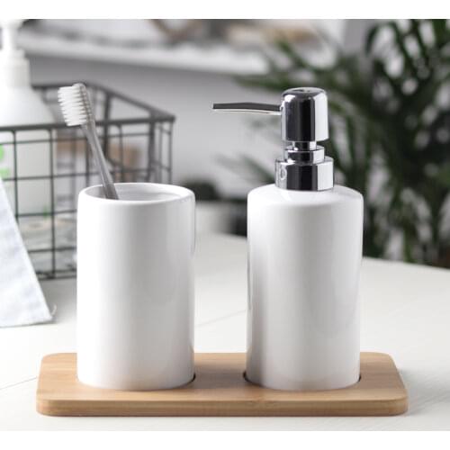 Simple black white soap dispenser lotion tank home hotel ceramic press shower gel hand soap bottle Soap dispenser Set mx4121545