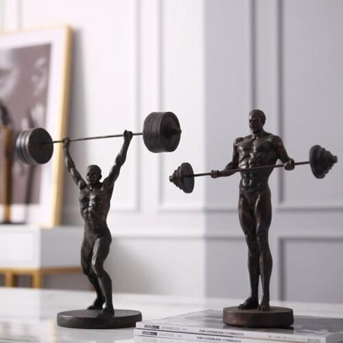 RETRO STRONG ATHLETE FIGURINES DESKTOP HOME DECOR ACCESSORIES LIVING ROOM HOTEL OFFICE WEIGHTLIFTING CHARACTER SCULPTURE GIFT