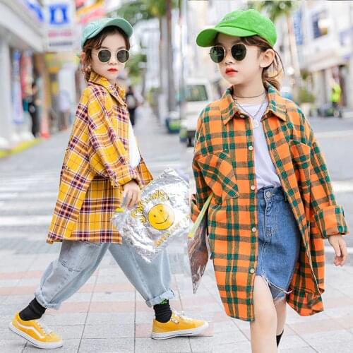 Girls Plaid Shirt 2021 Spring Girls Clothes Teenage School Girl Shirts for Girls Blouse Children Plaid Blouse 4-14T Kids Clothes