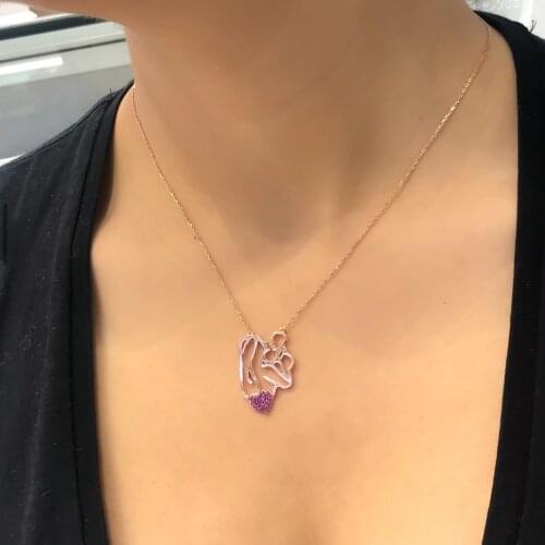 Mothers Day Mom Baby Love Silver Rosegold Necklace