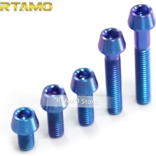 Titanium Tapered Socket Cap Bolts M5 x10 12 14 20 25 30 35 40 45 50mm Ti Screws for Car Bike and Motorcycle Parts