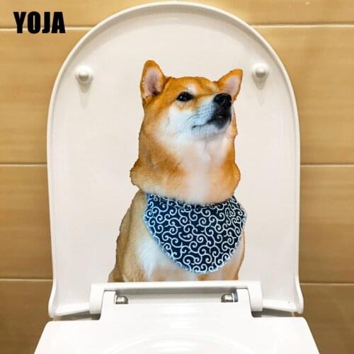 YOJA 15.9×24.7CM Pet Dog Shiba Inu Funny WC Accessories Toilet Stickers Home Wall Decor T1-2405