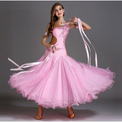 Women waltz ballroom dress fabric Adult modern dance skirt dress costumes sets tango stage performance clothing expansion skirt