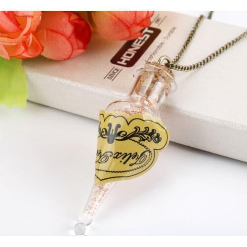 New Fashion European Glass Pendants Necklaces Felix Felicis Magic Lucky Bottle Crystal Long Necklace Women Charming Jewelry