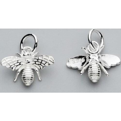 925 Sterling Silver Bee Charm Pendant Necklace A2685+Chain B