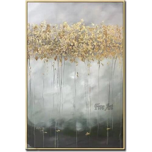 Gold Acrylic Textured Thick Oil Painting Art 100% Hand-painted Black And Gray Design Canvas Wall Art Unframed Wall Pictures Art