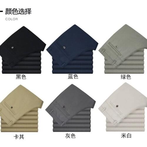 100% high-quality cotton summer thin mens casual pants mens business pants straight straight high waist trousers men
