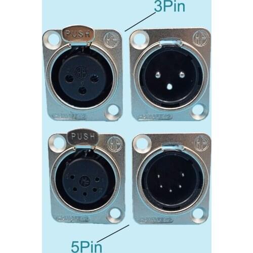 15Pairs/lot Metal 3Pin 5Pin Xlr Audio Amplifier Connector Socket Cannon Female Plug Xlr Speaker Connector Balance Male Jack