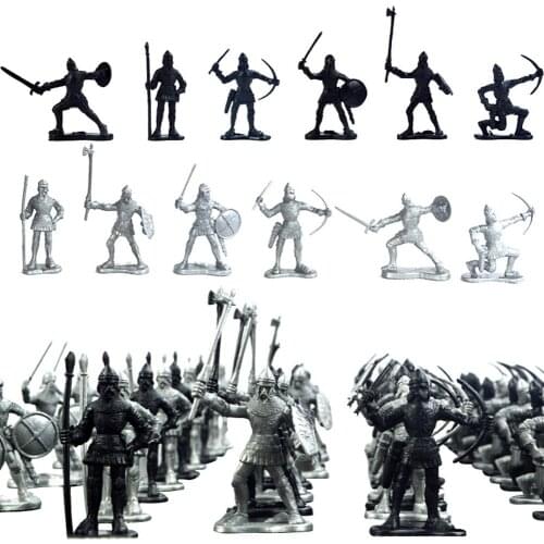 60pcs /Set Medieval Knights Warriors Horses Kids Toy Figures Static Model Playset Military Model Playset Playing On Sand Castles