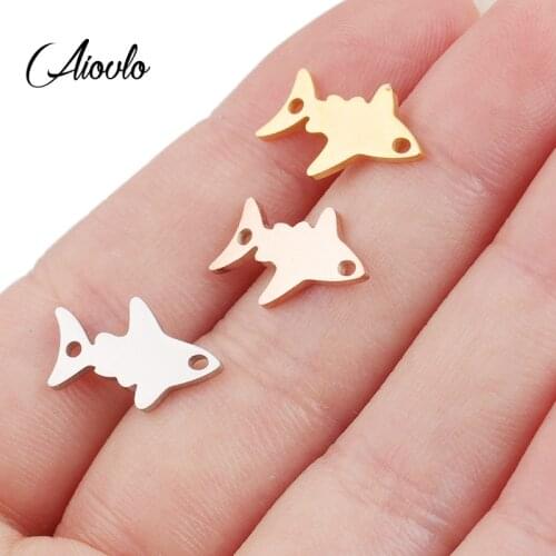 Aiovlo 5pcs/lot Stainless Steel Shark Tree Connector Bracelet DIY Findings Components Metal Earring for Jewelry Making