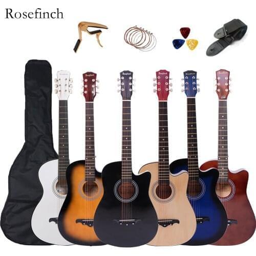 41/38 inch Acoustic Guitar for Beginners Guitar Sets with Capo Picks 6 Strings Guitar Basswood Musical Instruments AGT166