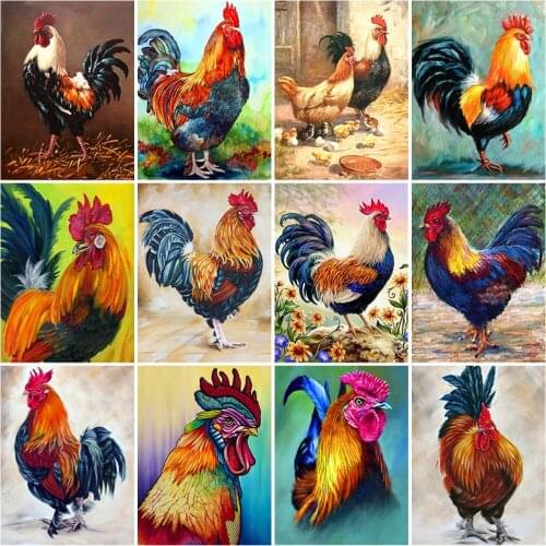 DIY 5D Diamond Painting Cross Stitch Chicken Diamond Embroidery Animal Mosaic Rhinestones Full Round Drill Home Decor