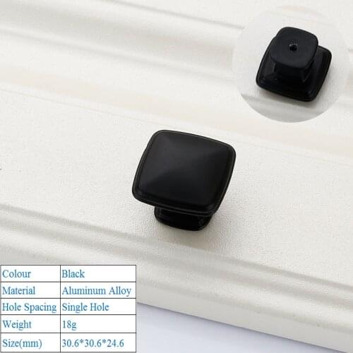 American Modern Black Door Handles Aluminum Alloy Single Hole Closet Door Handle Decorative Furniture Knobs