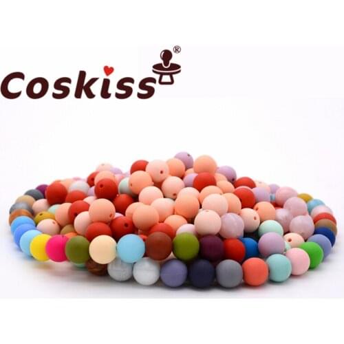 Coskiss 100pcs Food Grade Round Silicone Beads 12mm Baby Teething Necklace Toy DIY Pacifier Chain Care Baby Teether Product BPA