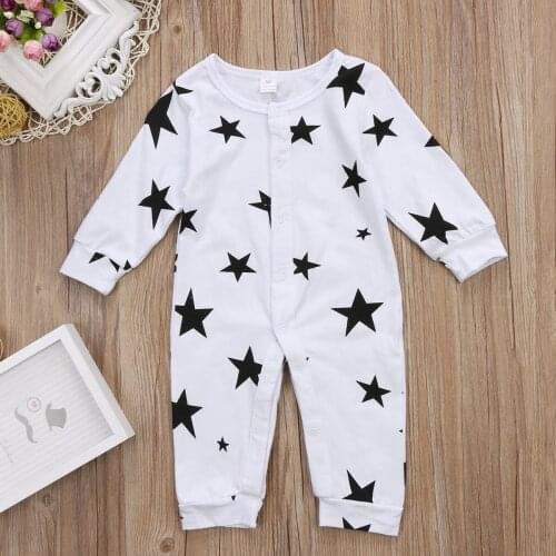 Star Infant Baby Boy Girls Casual Stars Romper Long Sleeve Cotton Jumpsuit Pants Outfits UK