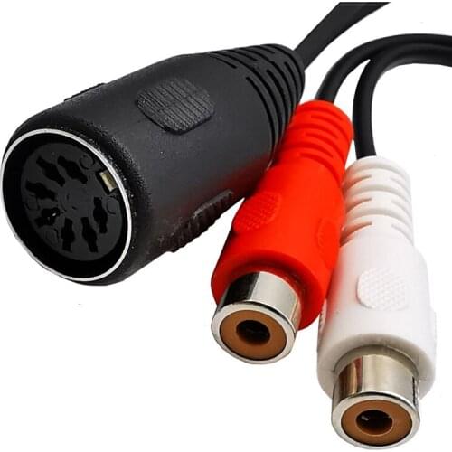 DIN 7Pin Cable Female to 2 Dual RCA 2RCA Female Plug Audio Cable MIDI 7 pin to 2x RCA Cable 0.5M 1M 1.5M