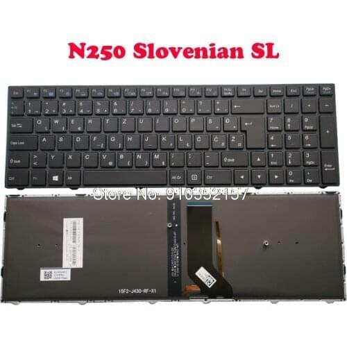 Laptop Keyboard For CLEVO N250 CVM15F26HRJ430 6-80-N2500-530-1 Slovenian SL Black Frame And Backlit