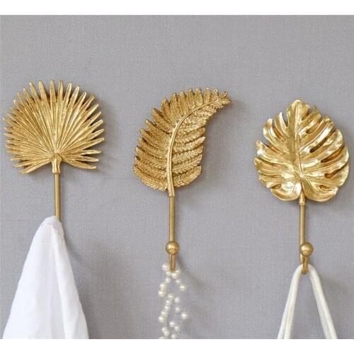 Creative Leaf Style Robe Hook Wall Mounted Resin Clothes Hooks Behind the Door For Bedroom and Living Room Light Luxury Style