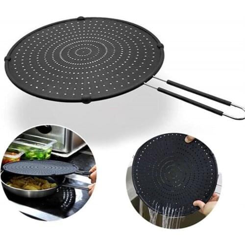 Kitchen Silicone Splatter Sn Guard Nonstick Oil Grease Pan Lid Oil-Proof Splash Cover Frying Protection Non-Slip Handle Pan Lid