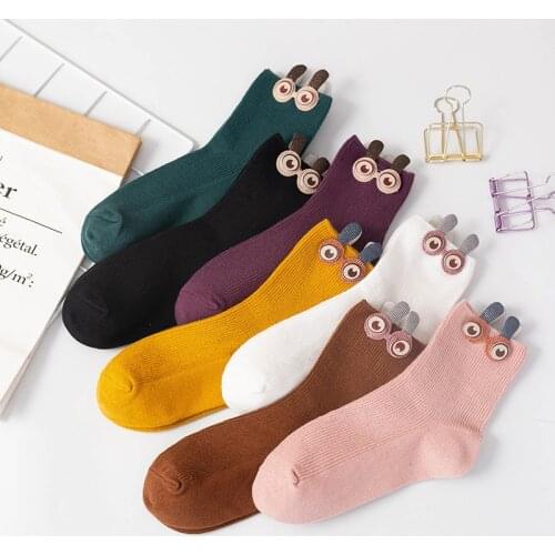 2020 New Socks Womens Girlss Socks Big Eyes Spring and Autumn Socks Japanese Style Lovely Sox Happy and Funny Socks