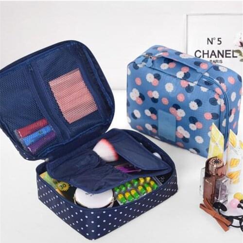 2018 New Spotted Pattern Zip Ladies Cosmetic Bag Makeup Travel Bag Large Cosmetic Cosmetic Bag