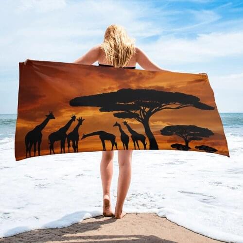 Giraffe Big Tree Dusk Beach Towel Luxury Quick-dry Microfiber Bath Towels Yoga Mat Sport Swimming Towels